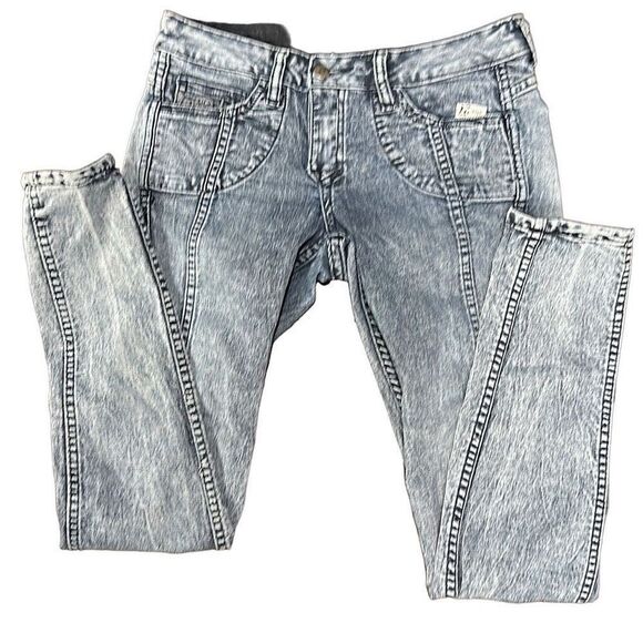 VON DUTCH Vintage SUPER RARE Reversible Denim Patchwork Skinny Jeans Size 27 (US - Picture 4 of 14